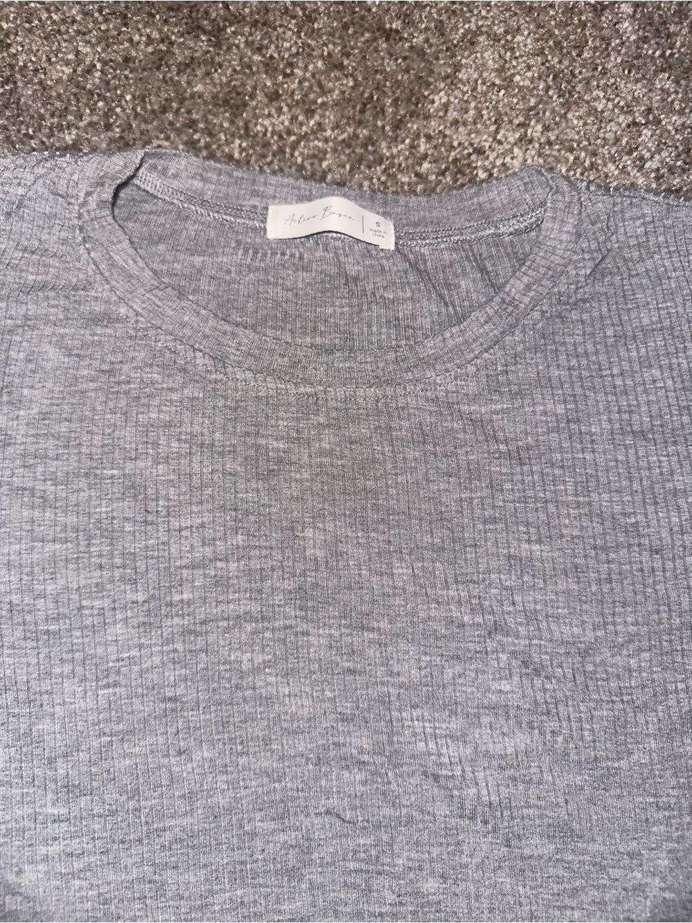 Active Basic Ribbed Short Sleeve Tee - Light Gray - Picture 5 of 5